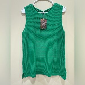 Women’s Classic Swimsuit Cover Green Sleeveless Knit Beach Summer Size S.